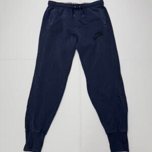 Nike Sweatpants Joggers M Navy Just Do It Waistband Drawstring Cuffed Pants